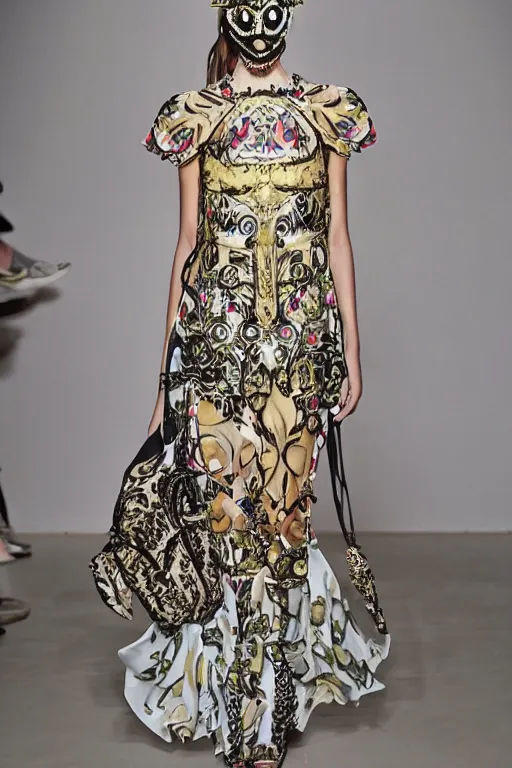 Image similar to valentino resort ss 2 0 1 6 dress with ornate mask headpiece