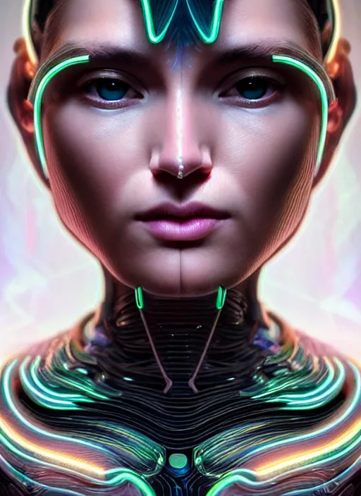 Image similar to a highly detailed long shot photo of very intricate female face portrait, futurism, rococo cyber neon lighting, detailed futuristic fibonacci jewelry, profile posing, hyper photorealistic, crispy quality, digital photography, trending in pinterest, cinematic, 4 k ultra hd, art by pascal blanche, art by greg rutkowski, art by artgerm,