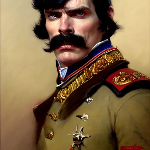 Image similar to drdisrespect conquering waterloo as napoleon, highly detailed painting by gaston bussiere, j. c. leyendecker, greg rutkowski, craig mullins 8 k