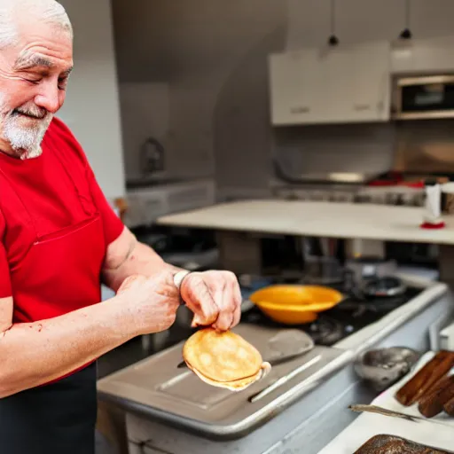 Image similar to old guy cooking pancakes