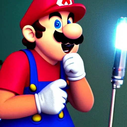 Prompt: super mario singing karaoke