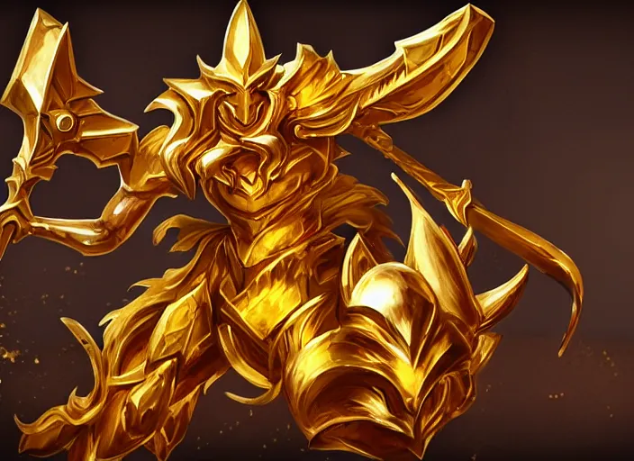 Prompt: champion splashart of champion made out of gold