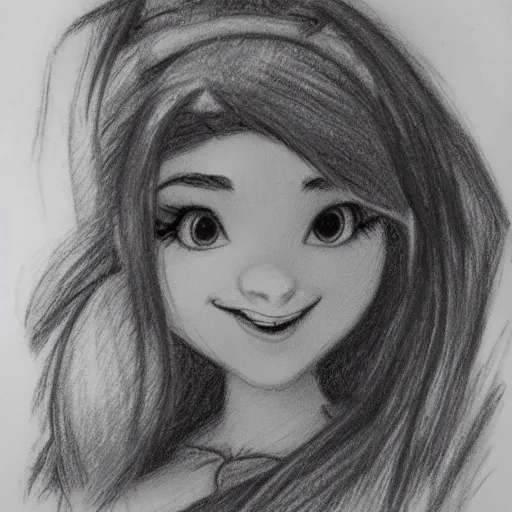 Image similar to milt kahl pencil sketch of chloe grace moretz in disney snow white