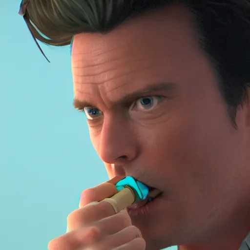 Image similar to hyperrealistic dslr film still of ace ventura pet detective smoking a crack pipe, stunning 8 k octane comprehensive 3 d render, inspired by istvan sandorfi & greg rutkowski & unreal engine, perfect symmetry, dim volumetric cinematic lighting, extremely hyper - detailed, extremely lifelike attributes & lifelike texture, intricate, masterpiece, artstation, stunning