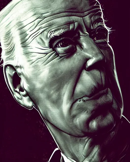 Image similar to cyberpunk joe biden, ultrafine detail, chiaroscuro, ornate, poetic, translucent, artistic, futuristic, cyborg