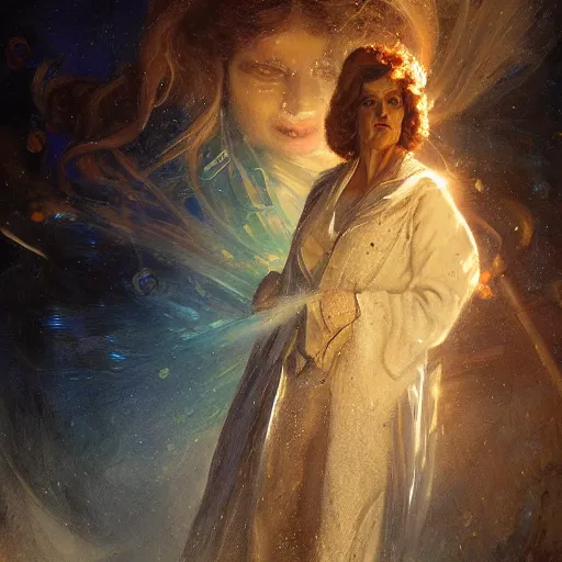 Image similar to dianne feinstein as doctor who, radiant light, caustics, heroic, bright iridescent light, by gaston bussiere, bayard wu, greg rutkowski, maxim verehin