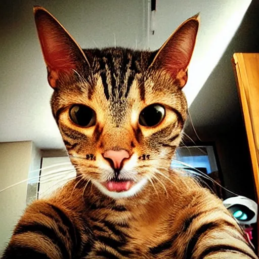 Image similar to selfie of a funny cat