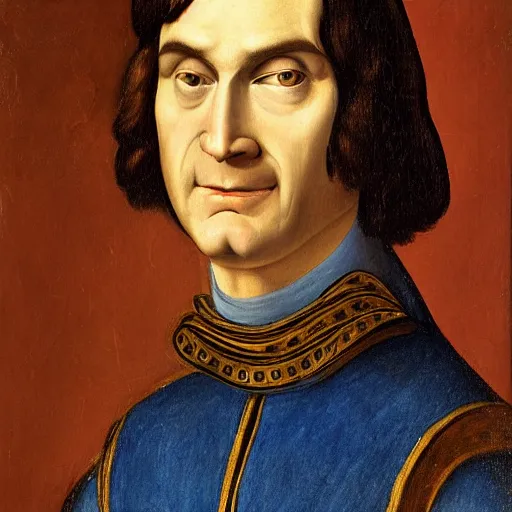 Image similar to a renaissance style portrait painting of Lord Farquaad