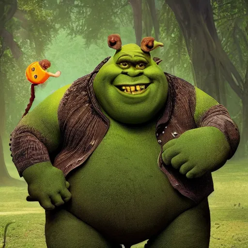 Image similar to big sir monster is a hybrid of shrek, big foot, elephant, and hippo