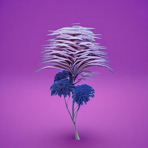 Image similar to a purple and blue alien plant, a computer rendering by jonathan zawada, pelton, featured on polycount, computer art, rendered in cinema 4 d, octane render, rendered in maya