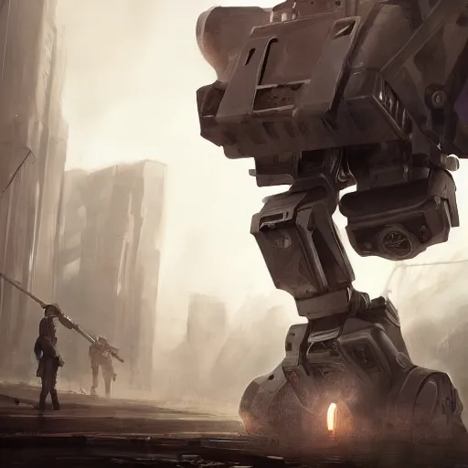 Image similar to the giant walker robot, armed and watchfully patrolling the area, dynamic lighting, photorealistic fantasy concept art, trending on art station, stunning visuals, creative, cinematic, ultra detailed