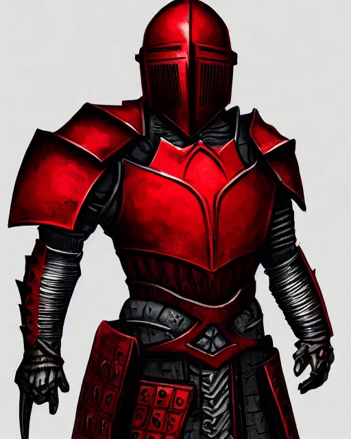 Image similar to knight armored in red, fantasy art, trending on artstation