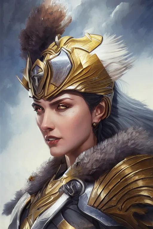 Image similar to amazon valkyrie athena, d & d, fantasy, portrait, highly detailed, headshot, digital painting, trending on artstation, concept art, sharp focus, illustration, art by artgerm and greg rutkowski and magali villeneuve