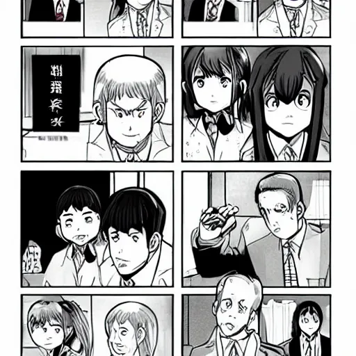 Image similar to a manga page of The Office in the style of Spy x Family