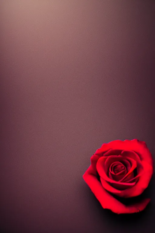 Image similar to a realistic photo of a dark-red rose, Romantic, dark background, lit by morning light, beautiful photo