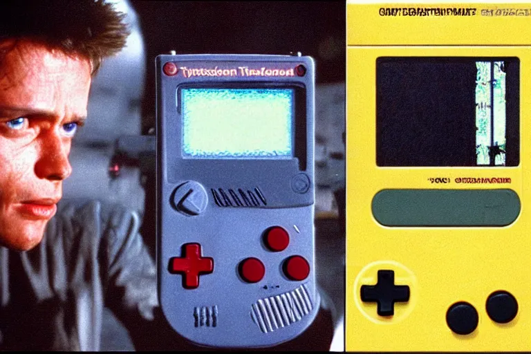 Image similar to Skynet from Terminator is running on gameboy hardware, scene from the Pokemon Terminator Film 1988,