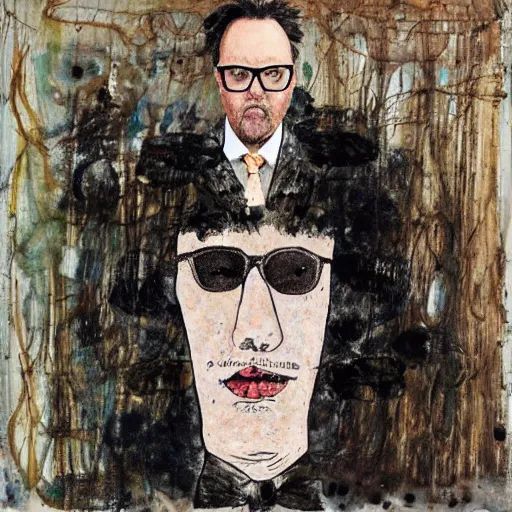 Image similar to vic reeves painted by anselm kiefer