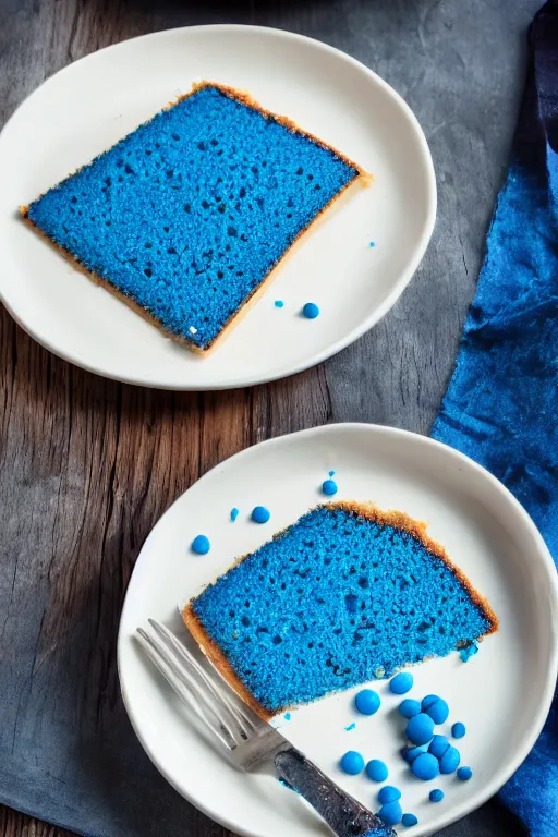 Image similar to blue cake topped with benadryl, professional food photography