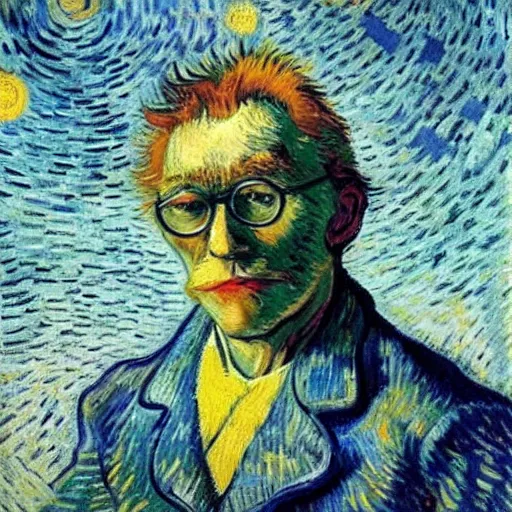 Image similar to A painting of Harry Carey gazing at the moon by Van Gogh (1884)