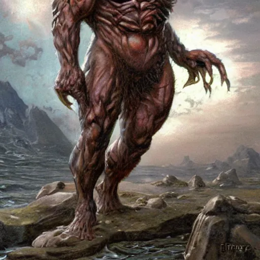 Prompt: Cyclop monster by Frank franzetta-n4