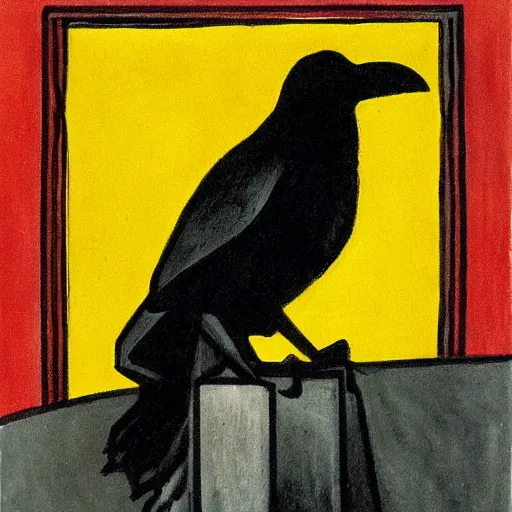 Image similar to raven in german expressionist art