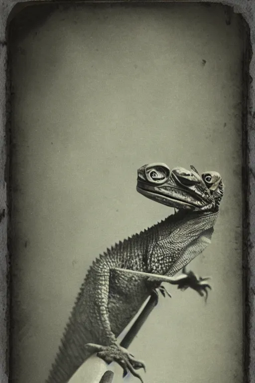 Image similar to a digital collodion photograph of a Basilisk