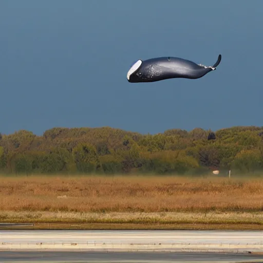 Image similar to a whale above an airplane