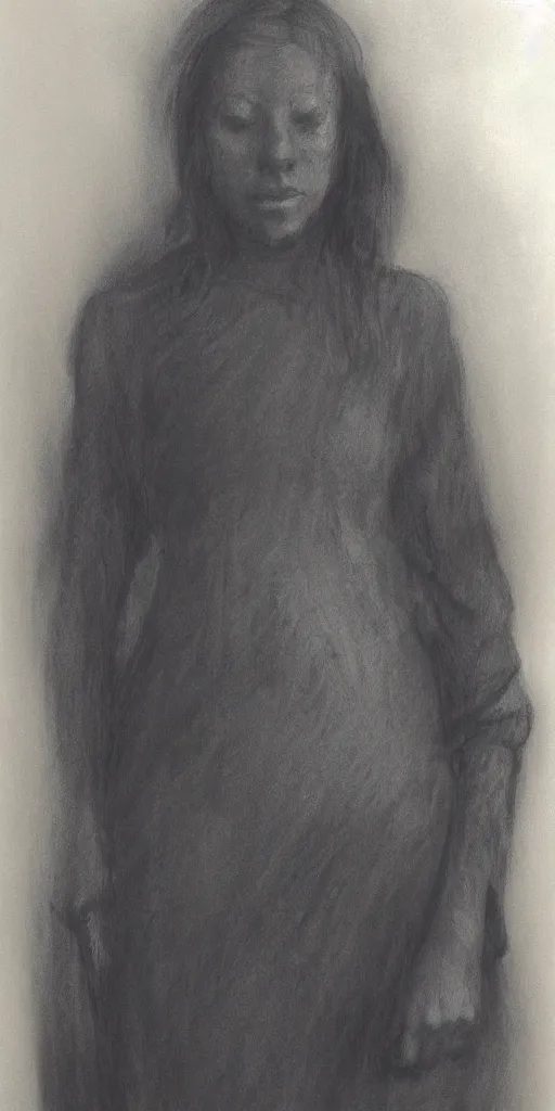 Image similar to a faceless!!!!! woman posing for the camera, charcoal painting!!!!! illustrated by kathe kollwitz, trending on artstation, 4 k, 8 k, artstation hd, artstation hq, artistic interpretation, 1 9 5 0 s style