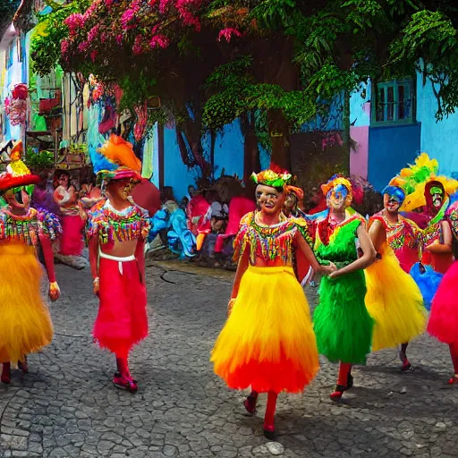 Prompt: colorful carneval in olinda, by filip hodas