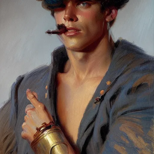 Image similar to attractive male, character design. highly detailed painting by gaston bussiere and j. c. leyendecker 8 k