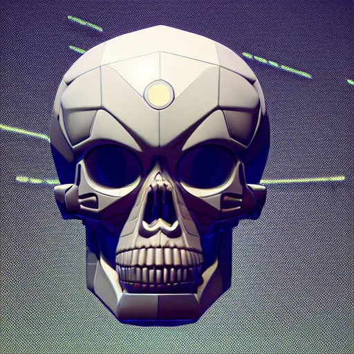 Prompt: portrait of cybernetic overlord of the metaverse, skull, hard surface, ceramics, reflections, ambient occlusion, raytracing, unreal engine 5, pixel art 8 - bit, by beeple