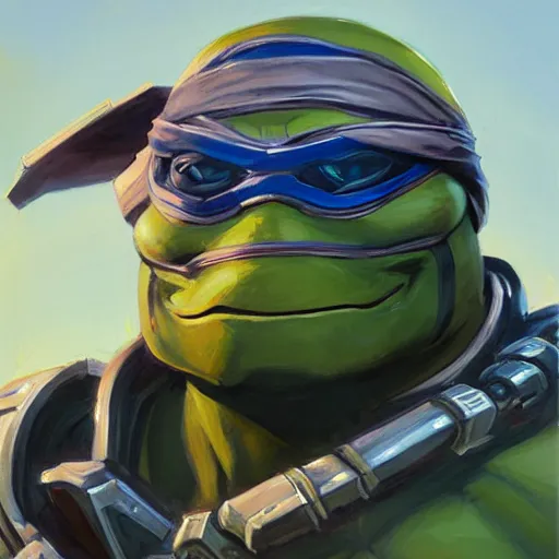 Image similar to greg manchess portrait painting of armored teenage mutant ninja turtles as overwatch character, medium shot, asymmetrical, profile picture, organic painting, sunny day, matte painting, bold shapes, hard edges, street art, trending on artstation, by huang guangjian and gil elvgren and sachin teng