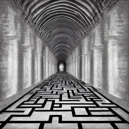 Image similar to labyrinth corridor in the style of beautiful digital art