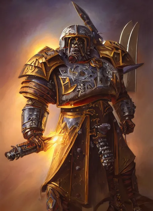 Prompt: John TotalBiscuit Bain dressed as a Warhammer 40k paladin, by Ivan Aivakovsky, by Boris Vallejo, epic fantasy character art, D&D Concept Art, full length, Realistic, Regal, Refined, Detailed Digital Art, Oil Paining, Exquisite detail, post-processing, masterpiece, Cinematic Lighting, Unreal Engine, 8k, HD