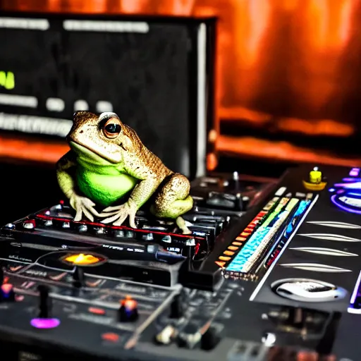 Image similar to toad on the dj decks