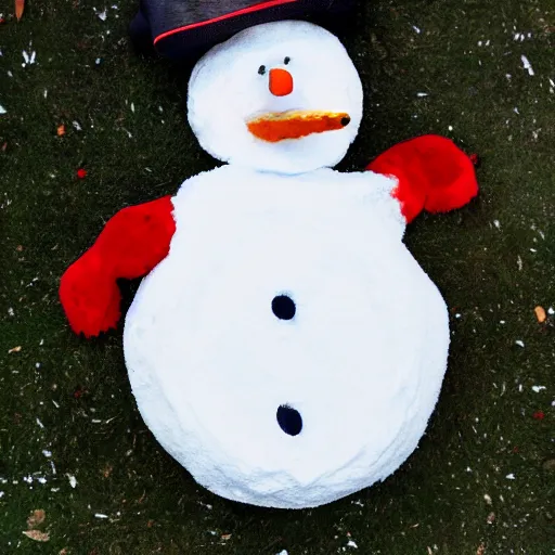 Prompt: photograph of snowman with the face of a school aged boy hd 8k