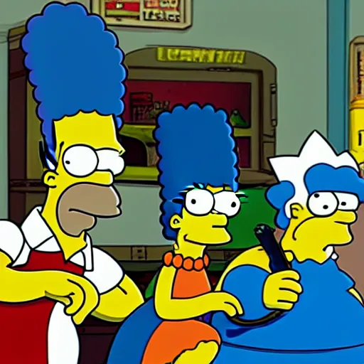 Prompt: The Simpsons in the series Squid Game.