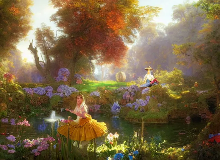 Image similar to matte painting of alice in the wonderland by vladimir volegov and alexander averin and peder mørk mønsted and pierre auguste cot and raphael lacoste