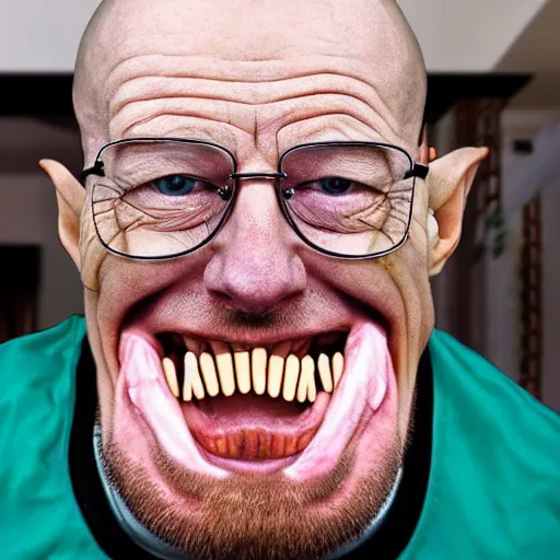 Prompt: extreme silly face championship walter white winning entry, face pulling world tournament 2 0 1 9. funny and grotesque face pulling competition.