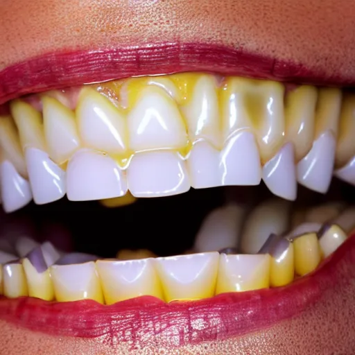 Image similar to scary photograph of a man with yellow decaying teeth, close up photograph taken on an iphone 4, flash lighting in a dark room, 4 k