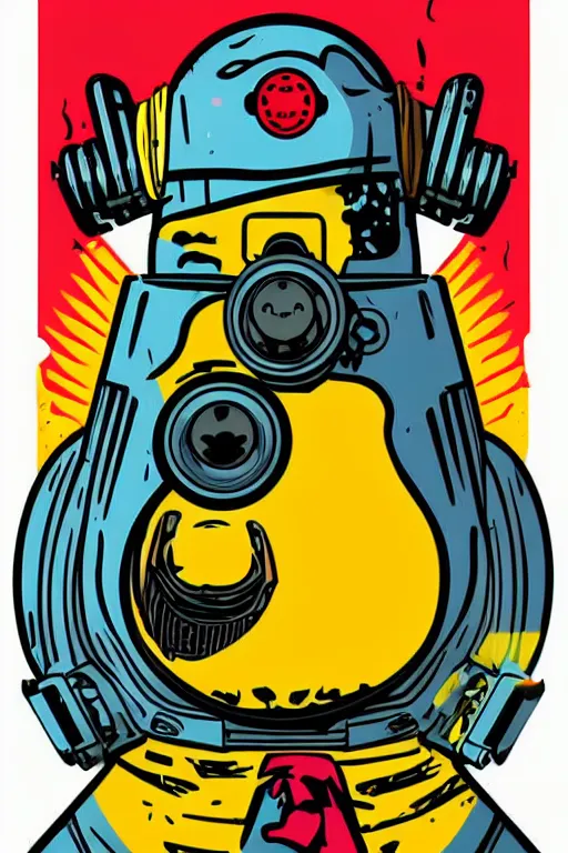 Image similar to fallout 7 6 retro futurist illustration art by butcher billy, sticker, colorful, illustration, highly detailed, simple, smooth and clean vector curves, no jagged lines, vector art, smooth andy warhol style