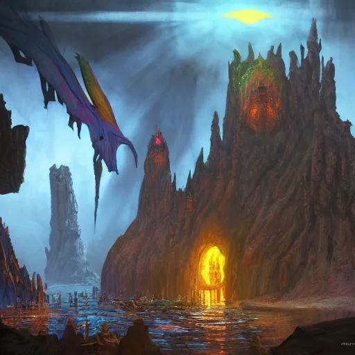 Image similar to bright, colorful, realistic, detailed from Elder Scrolls: shivering isles concept art city of the mad god New Sheoth backlighting, kodachrome, high contrast, highly detailed, sharp focus, digital painting, concept art, illustration, trending on artstation, comic book by Alex Ross and Adam Adamowicz cover art