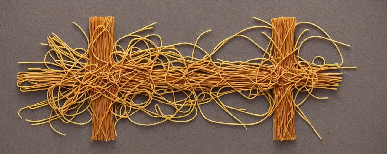 Image similar to a cross made out spaghetti, worn by knights in the crusades, kodachrome, in the style of wes anderson