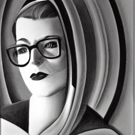 Prompt: pencil illustration of Edith head highly detailed, cinematic,