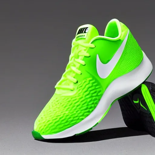 a neon green nike shoe, official product photo, Stable Diffusion