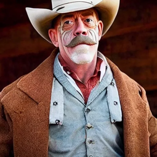 Image similar to j. k. simmons as a cowboy with a moustache