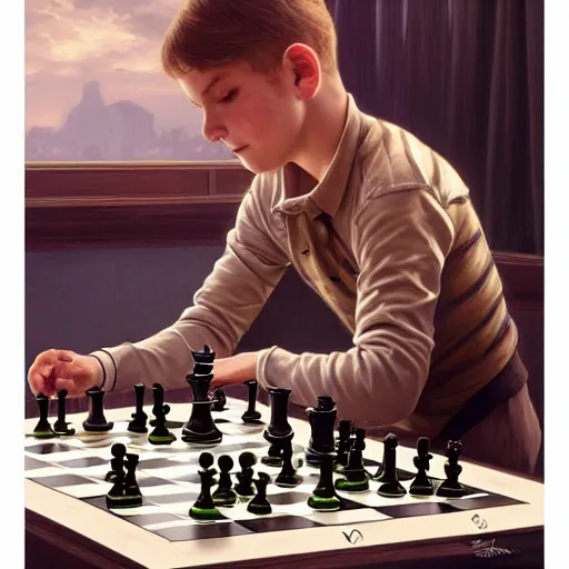 a detailed drawing of a chess player, Stable Diffusion