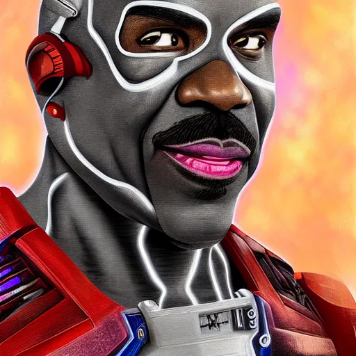 Prompt: Steve Harvey as Cyborg, digital painting, highly detailed