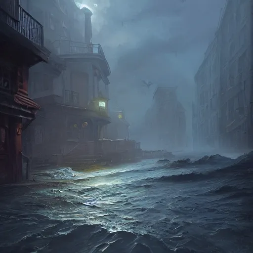 Prompt: a scene from the shortstory shadow over innsmouth, dramatic light, painted by stanley lau, painted by greg rutkowski, painted by stanley artgerm, digital art, trending on artstation