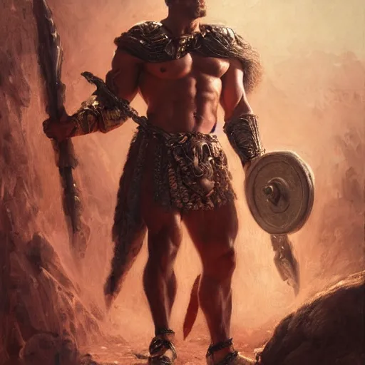 Image similar to handsome portrait of a spartan guy bodybuilder posing, radiant light, caustics, war hero, monster hunter, by gaston bussiere, bayard wu, greg rutkowski, giger, maxim verehin